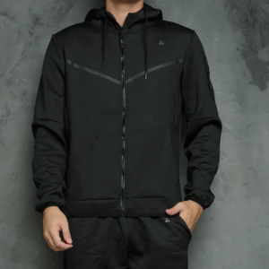 CAMPERA FIBRAHUMANA CON CAPUCHA Y RECORTES